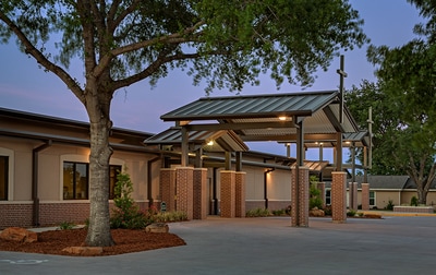 Exterior view of Harvest Bible Church.